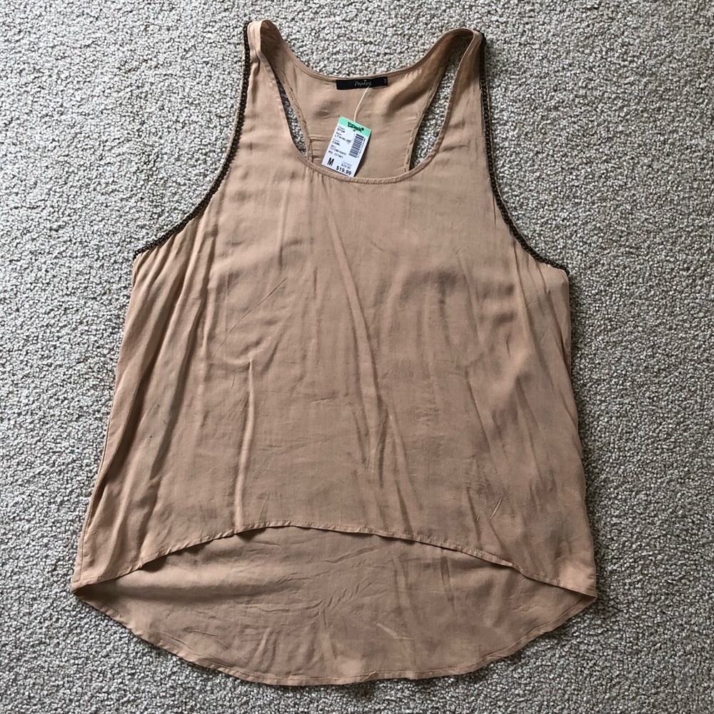 Papaya NWT Tan Racerback Tank Gold Chain Hardware Boho M